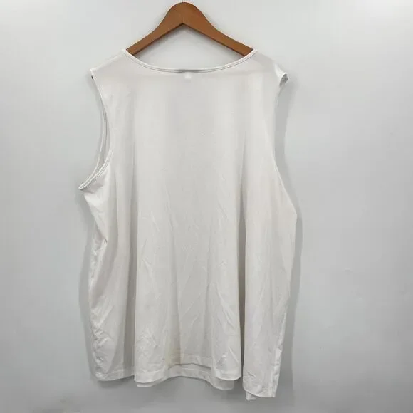 Catherines WHITE Sleeveless Tank Shell Camisole Top Womens 3X 26/28W Stretchy - Picture 2 of 4